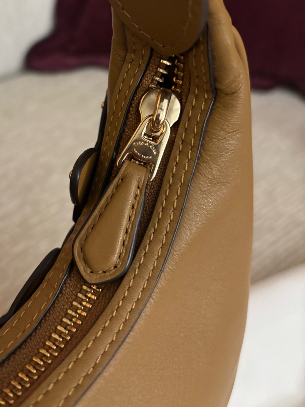 Coach Carmen Mini Crossbody Bag Butterfly Appliqué Leather Brown Gold - Picture 13 of 16